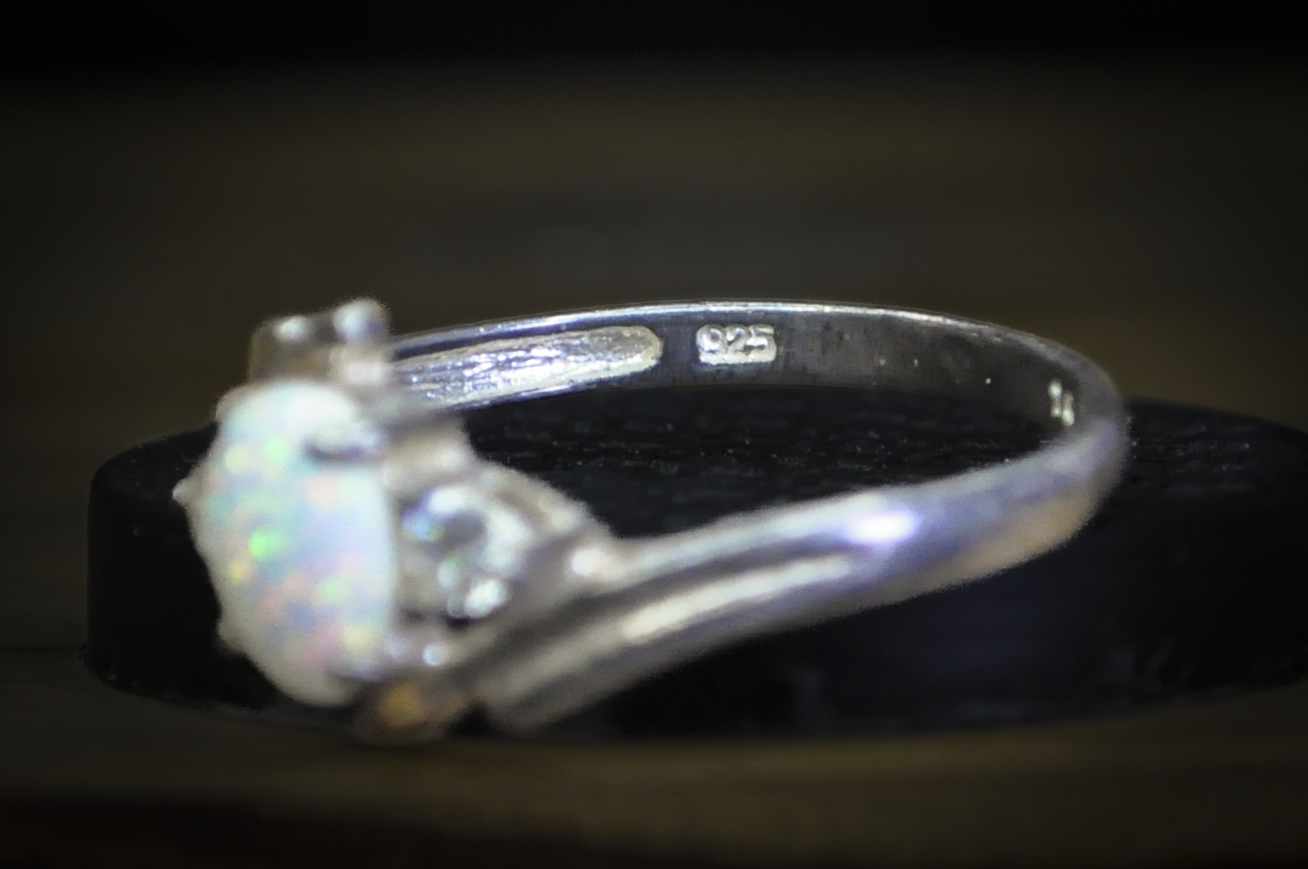 Stunning Sterling Silver Fiery Opal Cubic Zirconium Ring - Size 10 - Stamped and Tested Sterling Silver - Sparkling Jewelry