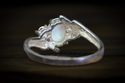 Stunning Sterling Silver Fiery Opal Cubic Zirconium Ring - Size 10 - Stamped and Tested Sterling Silver - Sparkling Jewelry