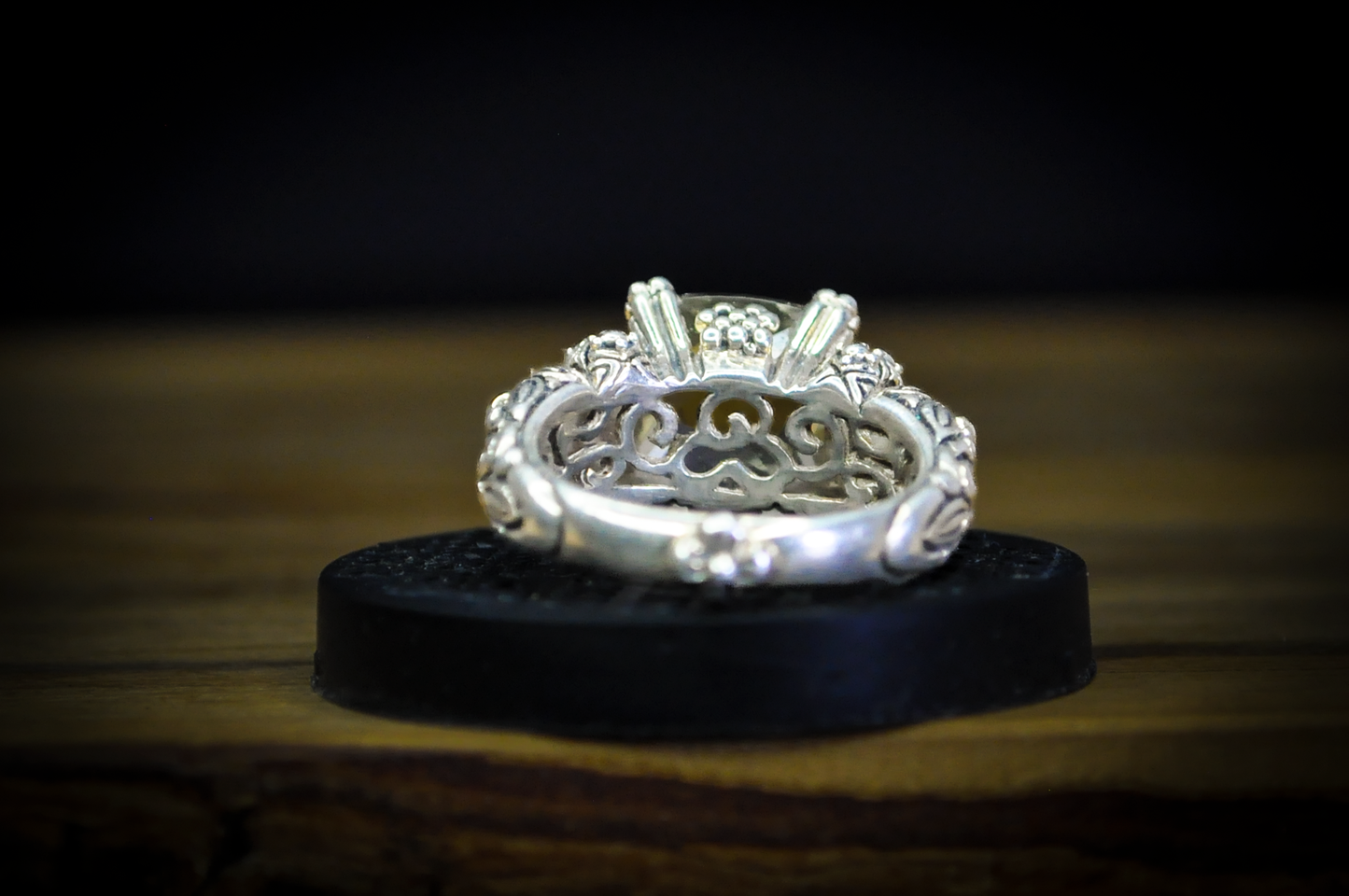 Barbara Bixby Sterling Silver 18K Accented Diamond Cut Citrine Ring - Size 6 - Stamped Sterling Silver and 18 Karat Gold - Detailed and Unique Ring