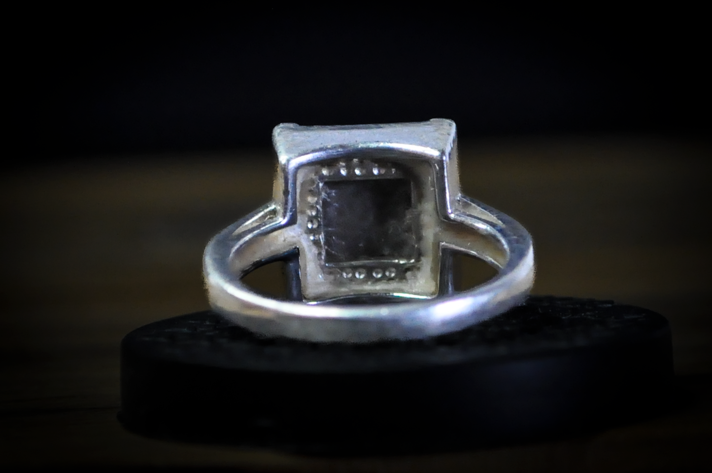 Square Cut Multicolor Ammolite Ring - Size 6 - Stamped and Tested Sterling Silver - Accented with Fire Opal