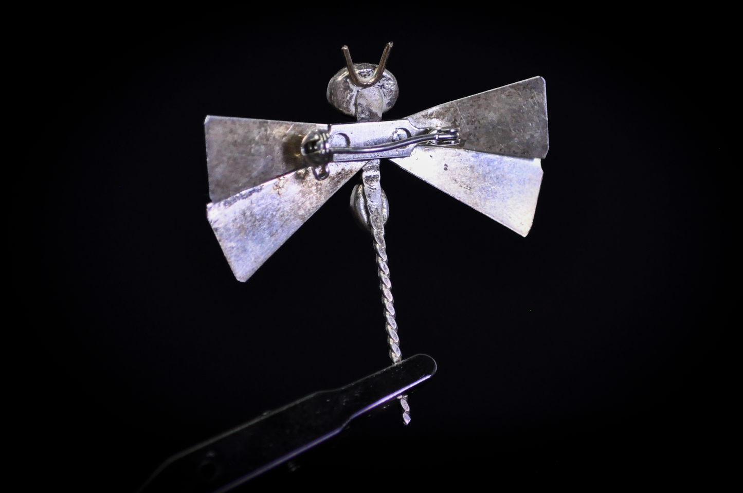 Smooth Oval Amethyst and Moonstone Cabochon Dragonfly Brooch - 1.75 Inches - Tested Sterling Silver - Moonstone Brooch - Amethyst Brooch
