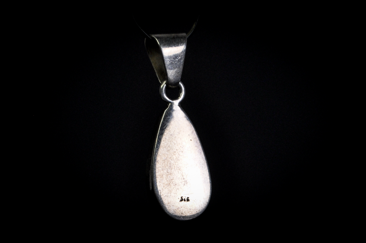 Beautiful Sterling Larimar Stone Teardrop Pendant - Stamped and Tested Sterling Silver - Dominican Republic Jewelry