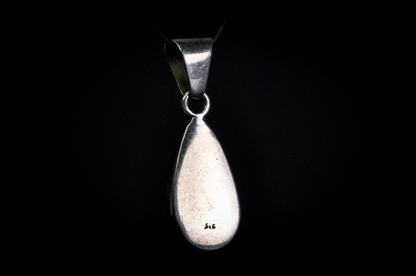 Beautiful Sterling Larimar Stone Teardrop Pendant - Stamped and Tested Sterling Silver - Dominican Republic Jewelry