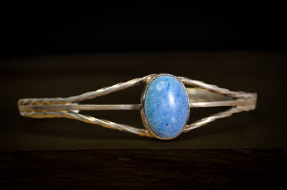 Thin Sterling Silver Turquois Cabochon Cuff Bracelet - 5 in Wrist - Stamped and Tested Sterling Silver - Native American Turquoise Jewelry