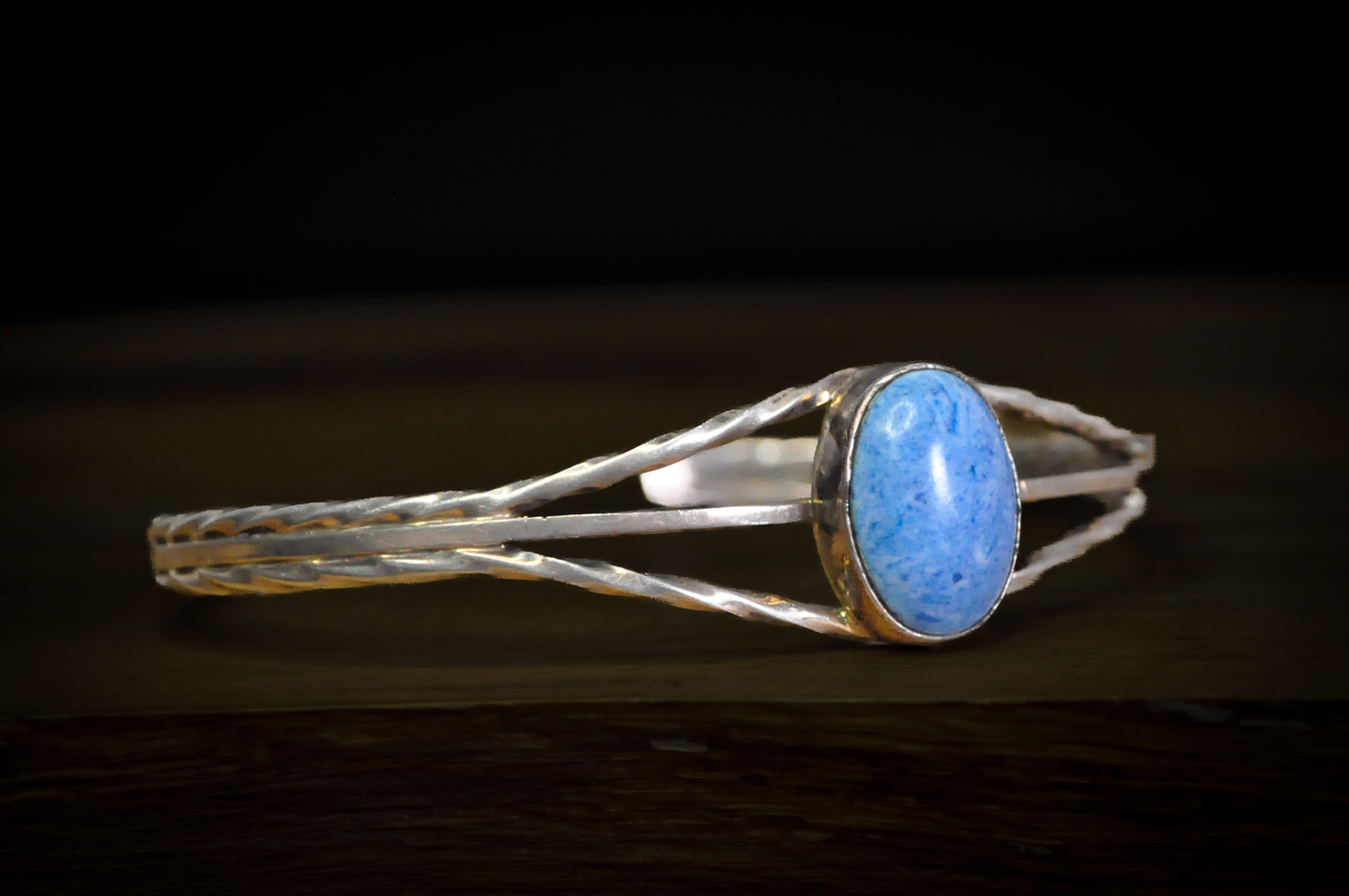 Thin Sterling Silver Turquois Cabochon Cuff Bracelet - 5 in Wrist - Stamped and Tested Sterling Silver - Native American Turquoise Jewelry