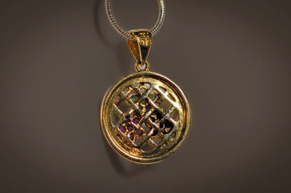 Gold Toned Silver Multicolor Floral Stone Pendant - Stamped and Tested Sterling Silver - Flower Gemstone Jewelry