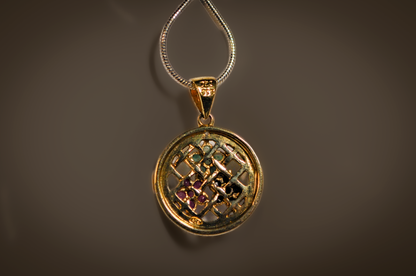 Gold Toned Silver Multicolor Floral Stone Pendant - Stamped and Tested Sterling Silver - Flower Gemstone Jewelry