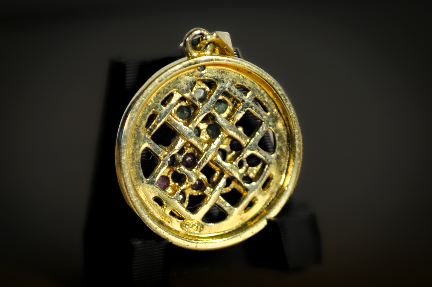 Gold Toned Silver Multicolor Floral Stone Pendant - Stamped and Tested Sterling Silver - Flower Gemstone Jewelry