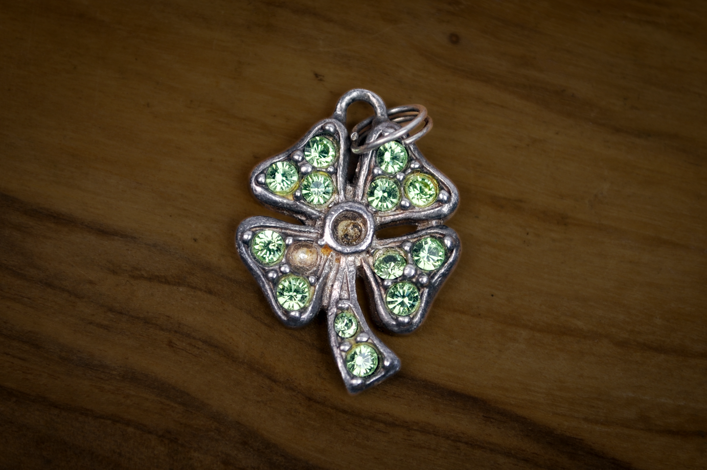 Sparkling Green Cubic Zirconium Four-Leaf Clover Charm - Stamped and Tested Sterling Silver - Lucky Charm