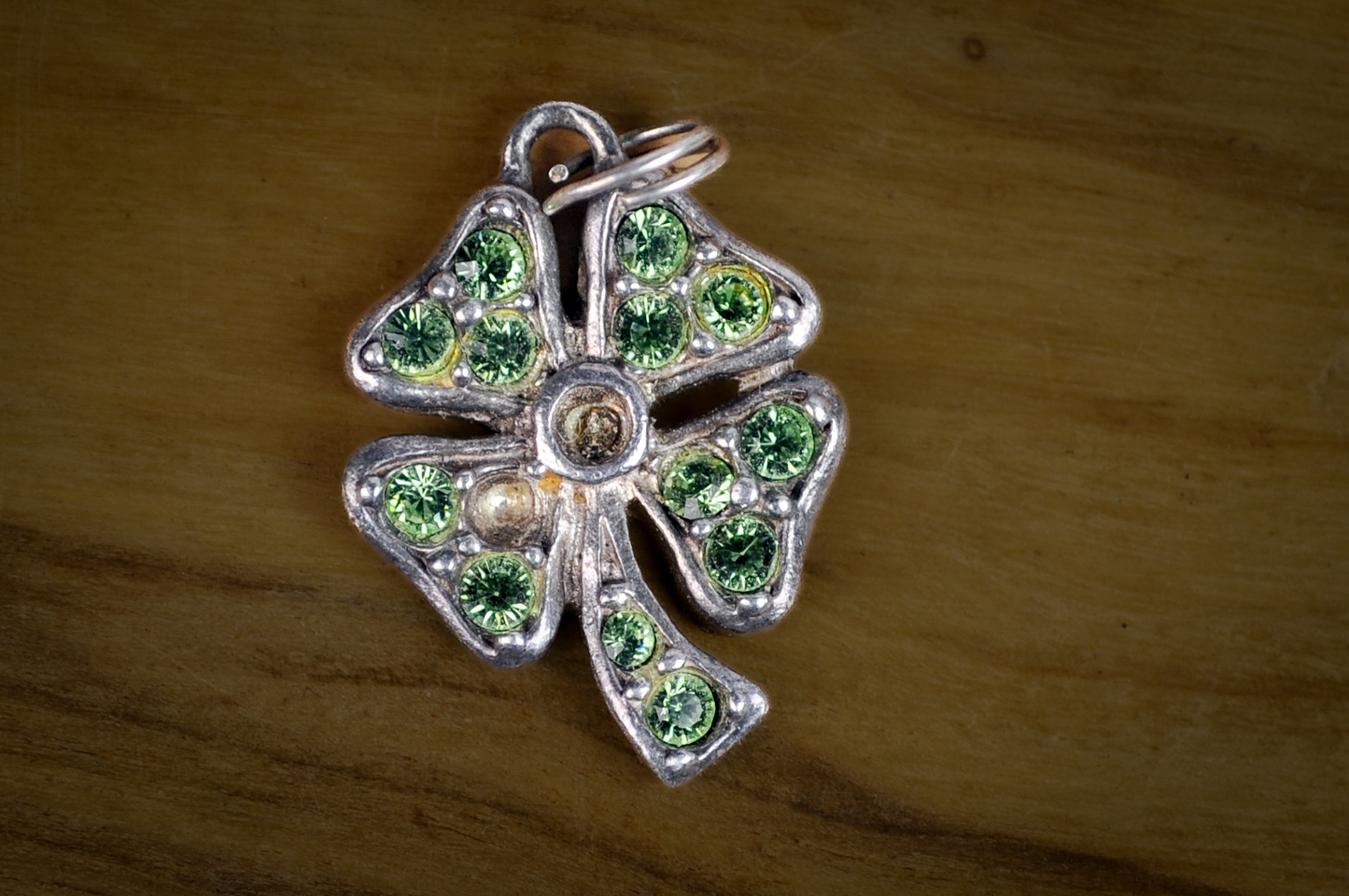 Sparkling Green Cubic Zirconium Four-Leaf Clover Charm - Stamped and Tested Sterling Silver - Lucky Charm