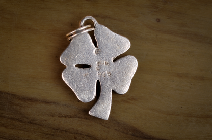 Sparkling Green Cubic Zirconium Four-Leaf Clover Charm - Stamped and Tested Sterling Silver - Lucky Charm