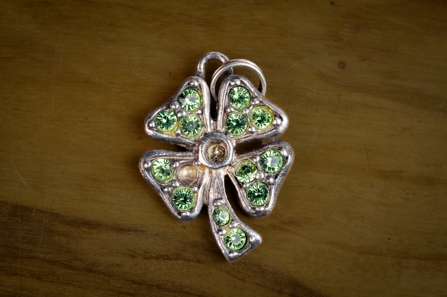 Sparkling Green Cubic Zirconium Four-Leaf Clover Charm - Stamped and Tested Sterling Silver - Lucky Charm