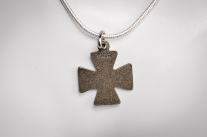 Vintage Chi Rho & Alpha Omega Maltese Cross Pendant - Stamped and Tested Sterling Silver - Religious Jewelry