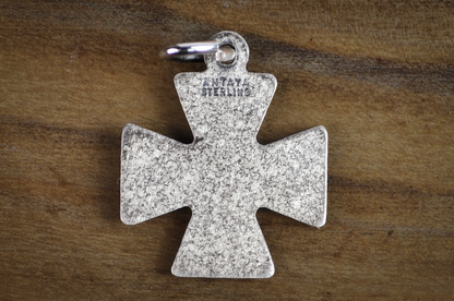 Vintage Chi Rho & Alpha Omega Maltese Cross Pendant - Stamped and Tested Sterling Silver - Religious Jewelry