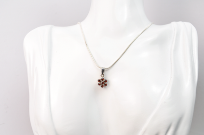 Small Floral Garnet Cluster Charm - Stamped and Tested Sterling Silver - Floral Garnet Charm - Star Garnet Charm