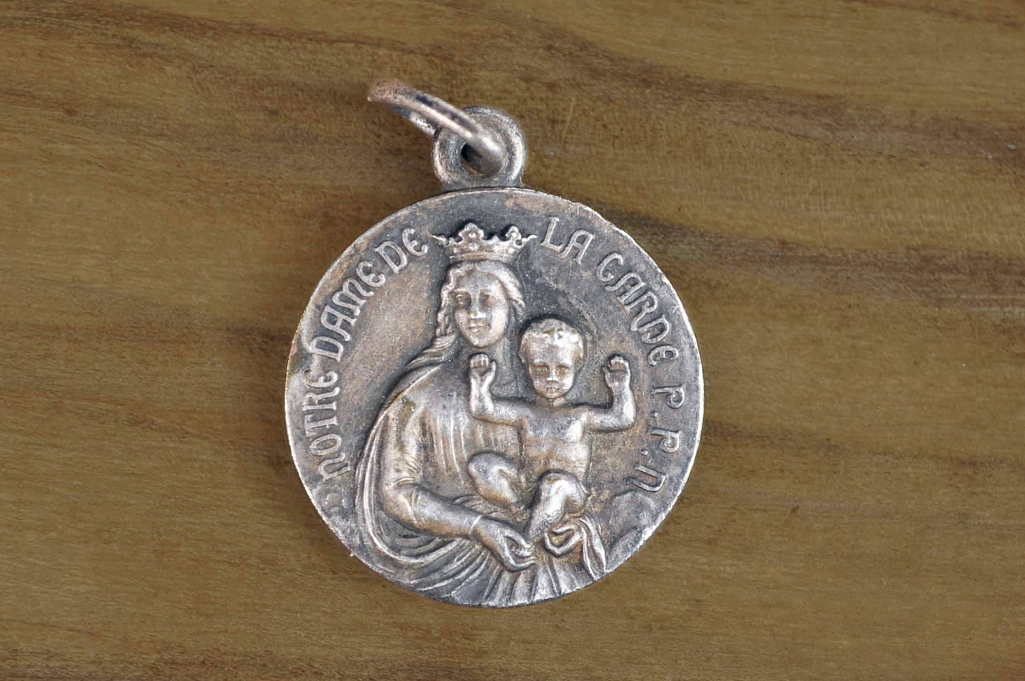Vintage French Notre-Dame de la Garde Mary and Baby Jesus Pendant - French Religious Medal - Notre-Dame Charm