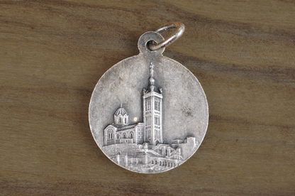 Vintage French Notre-Dame de la Garde Mary and Baby Jesus Pendant - French Religious Medal - Notre-Dame Charm