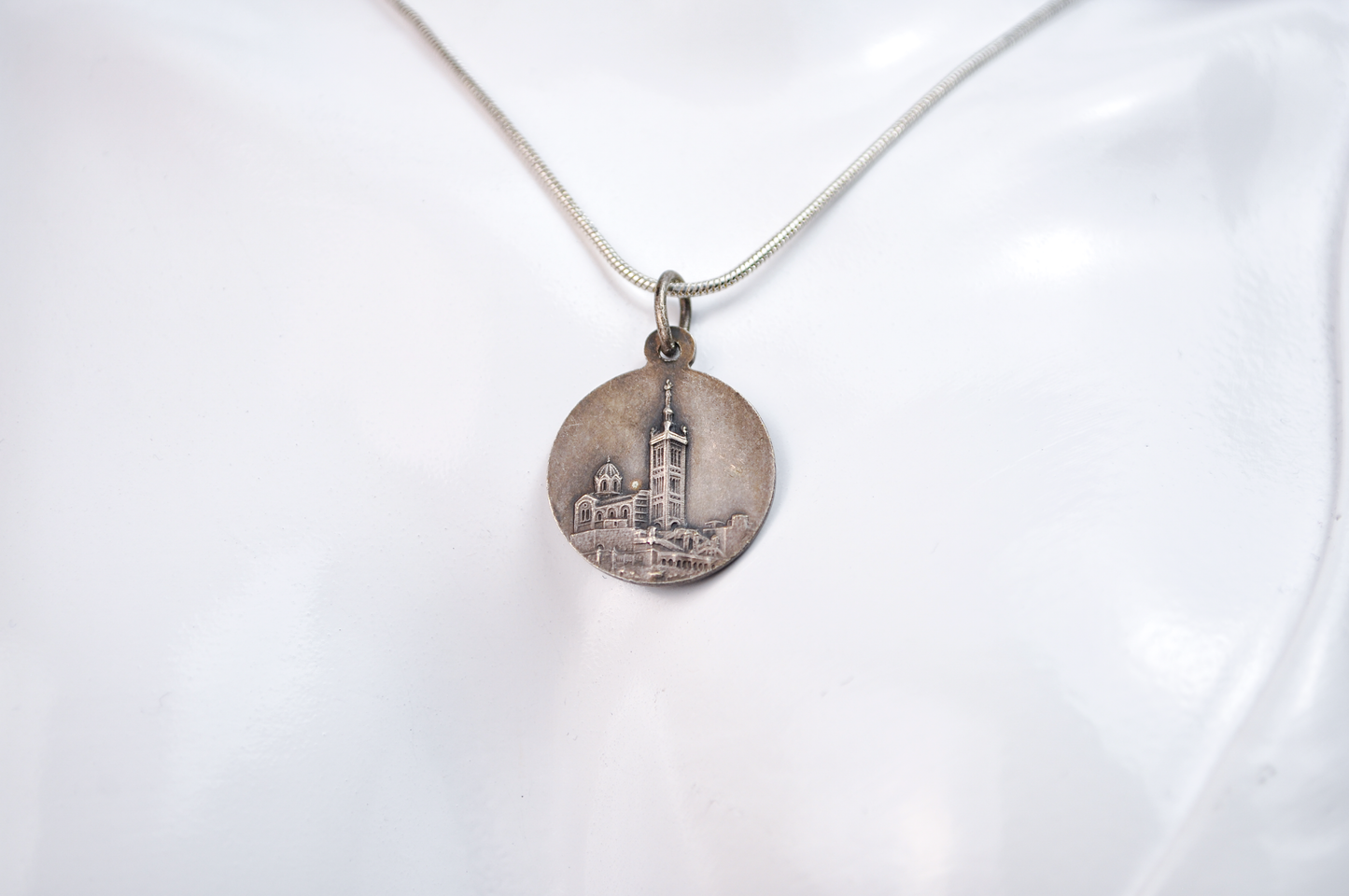 Vintage French Notre-Dame de la Garde Mary and Baby Jesus Pendant - French Religious Medal - Notre-Dame Charm