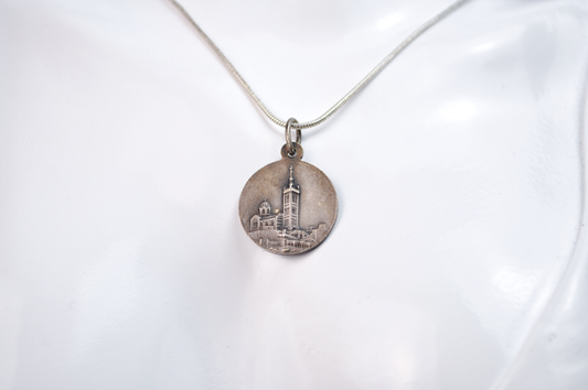 Vintage French Notre-Dame de la Garde Mary and Baby Jesus Pendant - French Religious Medal - Notre-Dame Charm