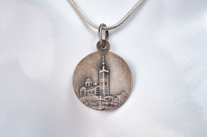 Vintage French Notre-Dame de la Garde Mary and Baby Jesus Pendant - French Religious Medal - Notre-Dame Charm