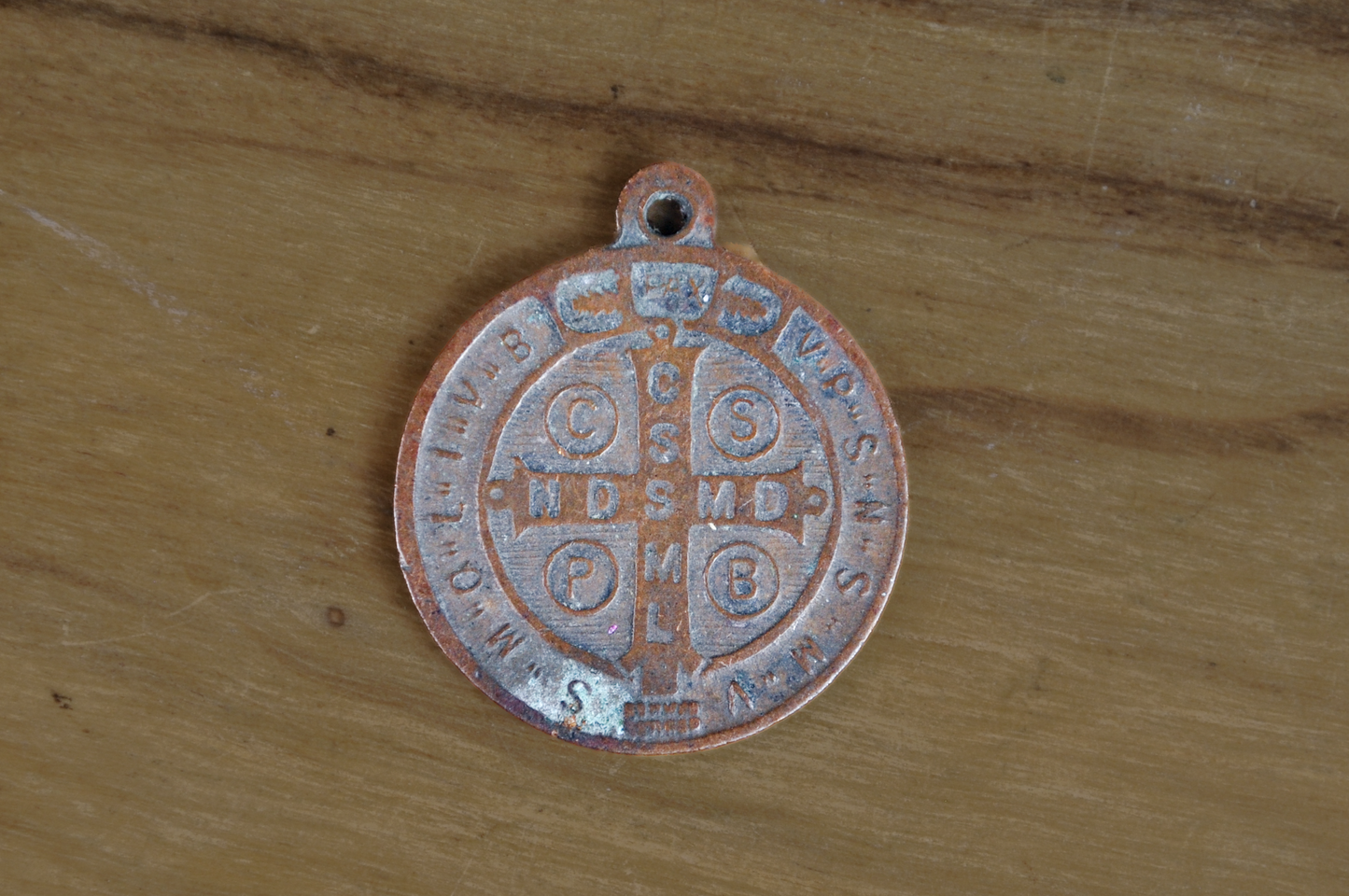 Vintage Saint Benedict Pendant - Religious Medal - Rule of St Benedict Medallion