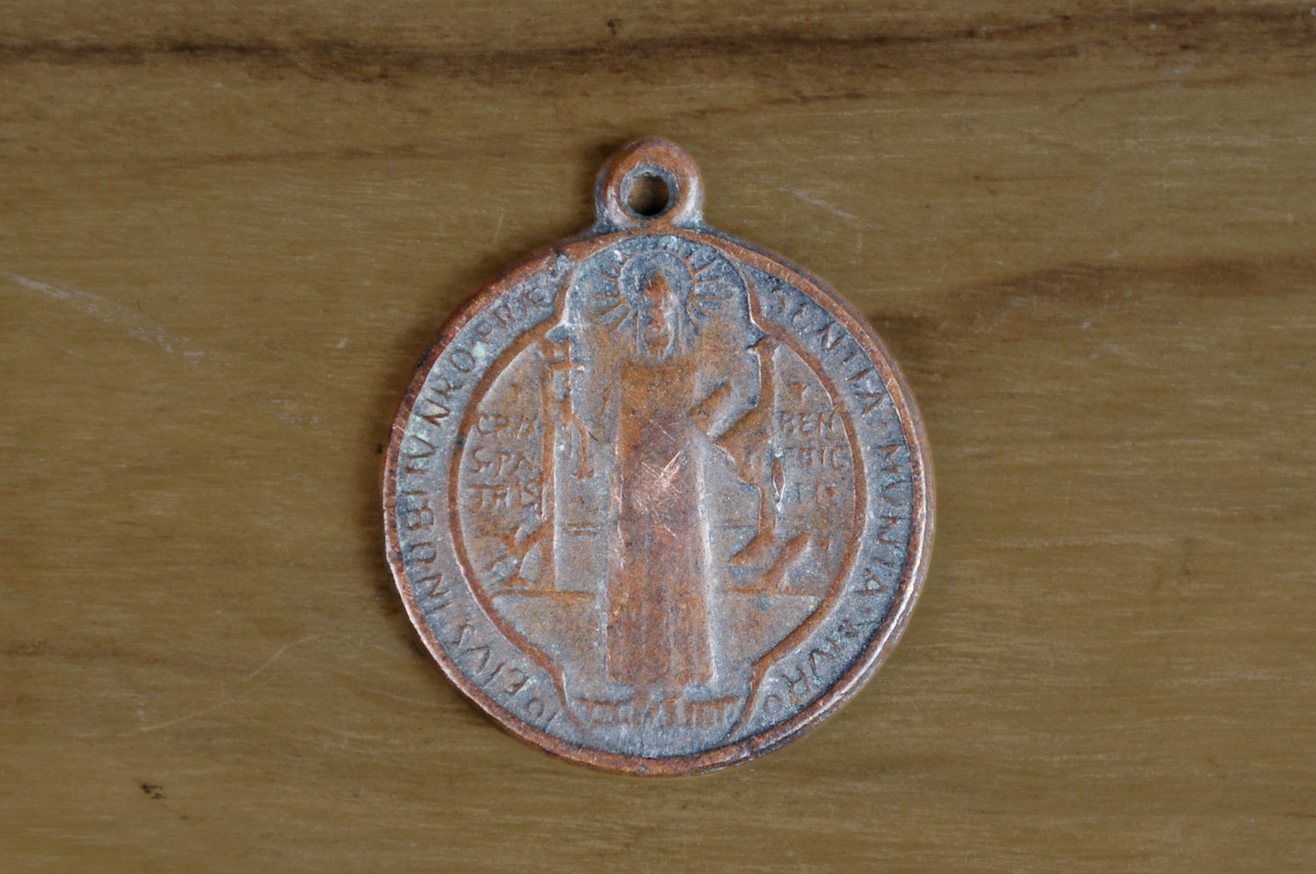 Vintage Saint Benedict Pendant - Religious Medal - Rule of St Benedict Medallion