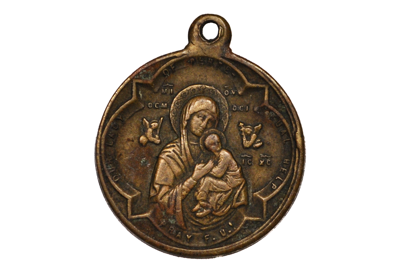 Vintage Virgin Mary St Alphonsus Liguori Pendant - Our Lady of Perpetual Help - Our Lady Charm