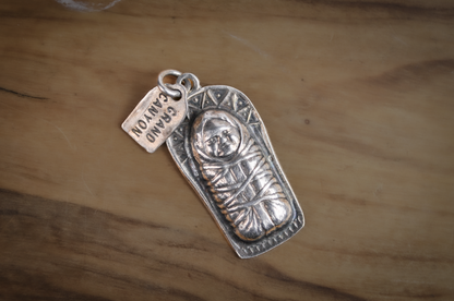 Southwest Native American Papoose/Cradleboard Charm - Stamped and Tested Sterling Silver - Grand Canyon Souvenir
