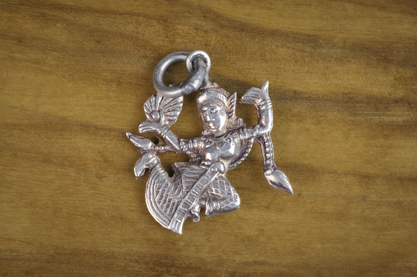 Vintage Siam Sterling Silver Thai Goddess Dancer Charm Pendant - Sterling Silver 925 Thai Dancer Pendant Vintage Siam Jewelry Charm