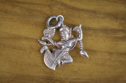 Vintage Siam Sterling Silver Thai Goddess Dancer Charm Pendant - Sterling Silver 925 Thai Dancer Pendant Vintage Siam Jewelry Charm