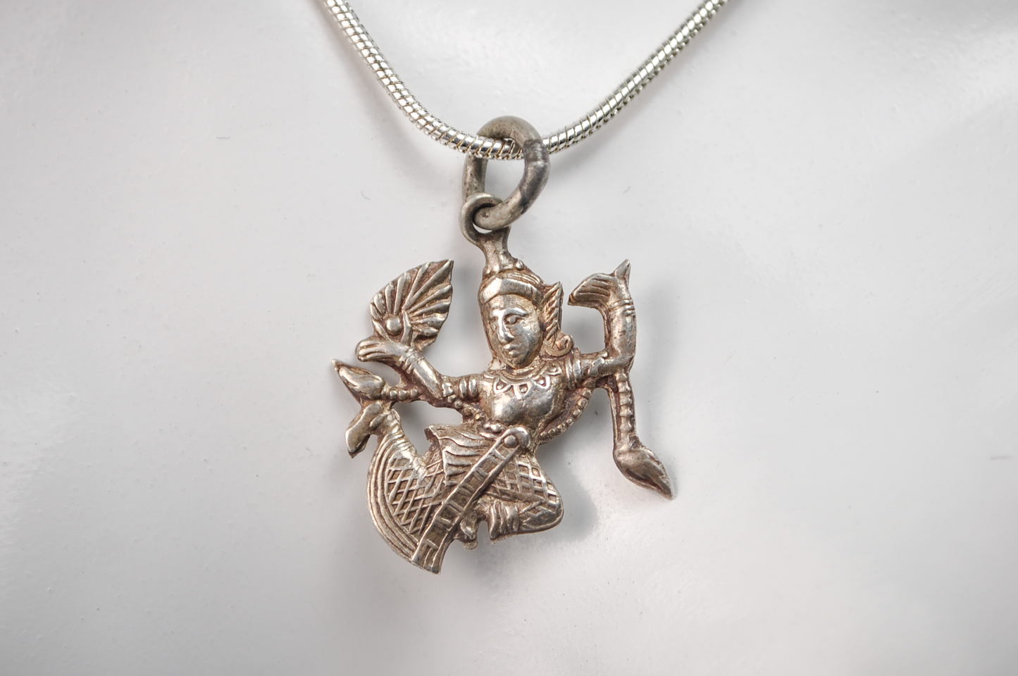 Vintage Siam Sterling Silver Thai Goddess Dancer Charm Pendant - Sterling Silver 925 Thai Dancer Pendant Vintage Siam Jewelry Charm
