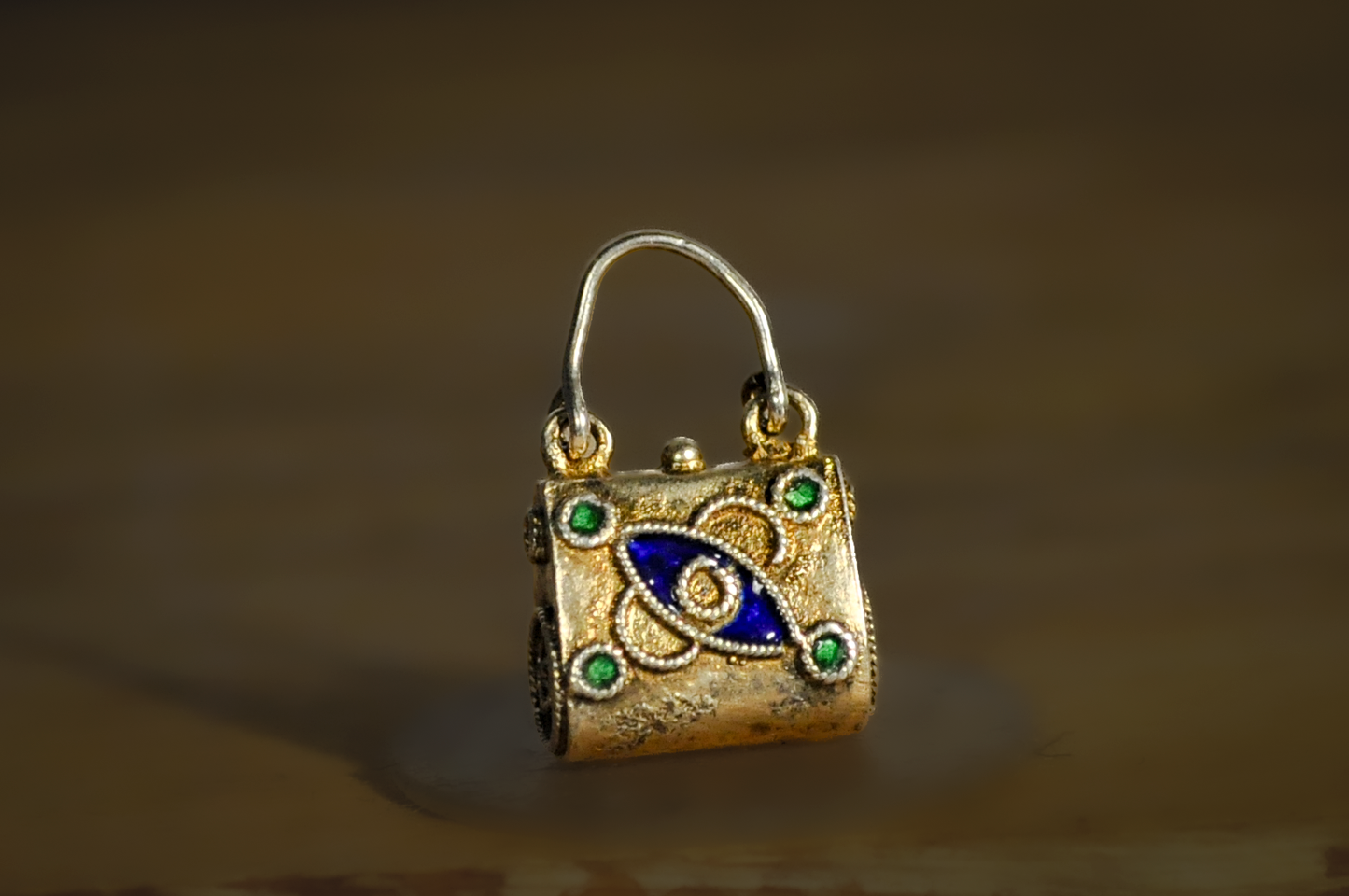 Miniature Sterling Silver Enamel Purse Charm - Tested Sterling Silver - Miniature Sterling Charms