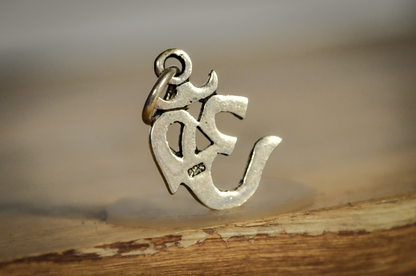 Sterling Silver Hindu OM Symbol Charm - Stamped and Tested Sterling Silver - Religious Charms