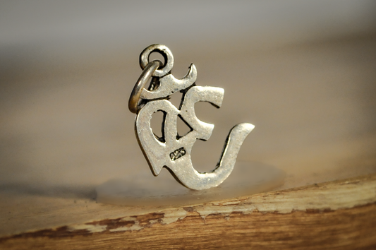 Sterling Silver Hindu OM Symbol Charm - Stamped and Tested Sterling Silver - Religious Charms