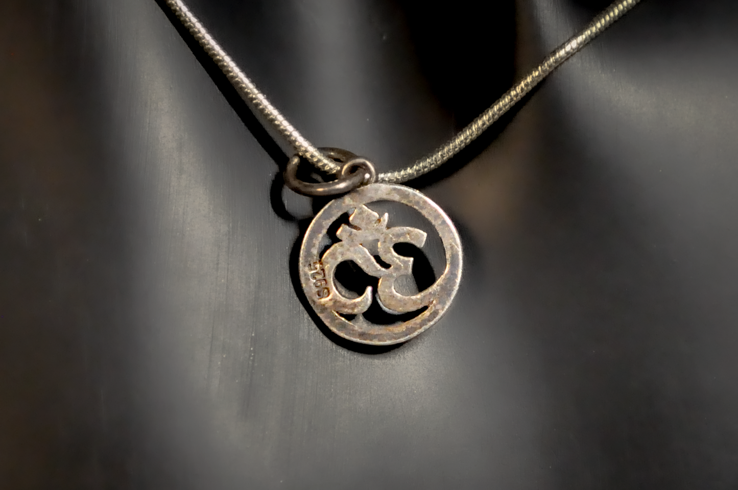Sterling Silver Hindu OM Symbol Circle Charm - Stamped and Tested Sterling Silver - Religious Charms