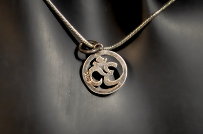 Sterling Silver Hindu OM Symbol Circle Charm - Stamped and Tested Sterling Silver - Religious Charms