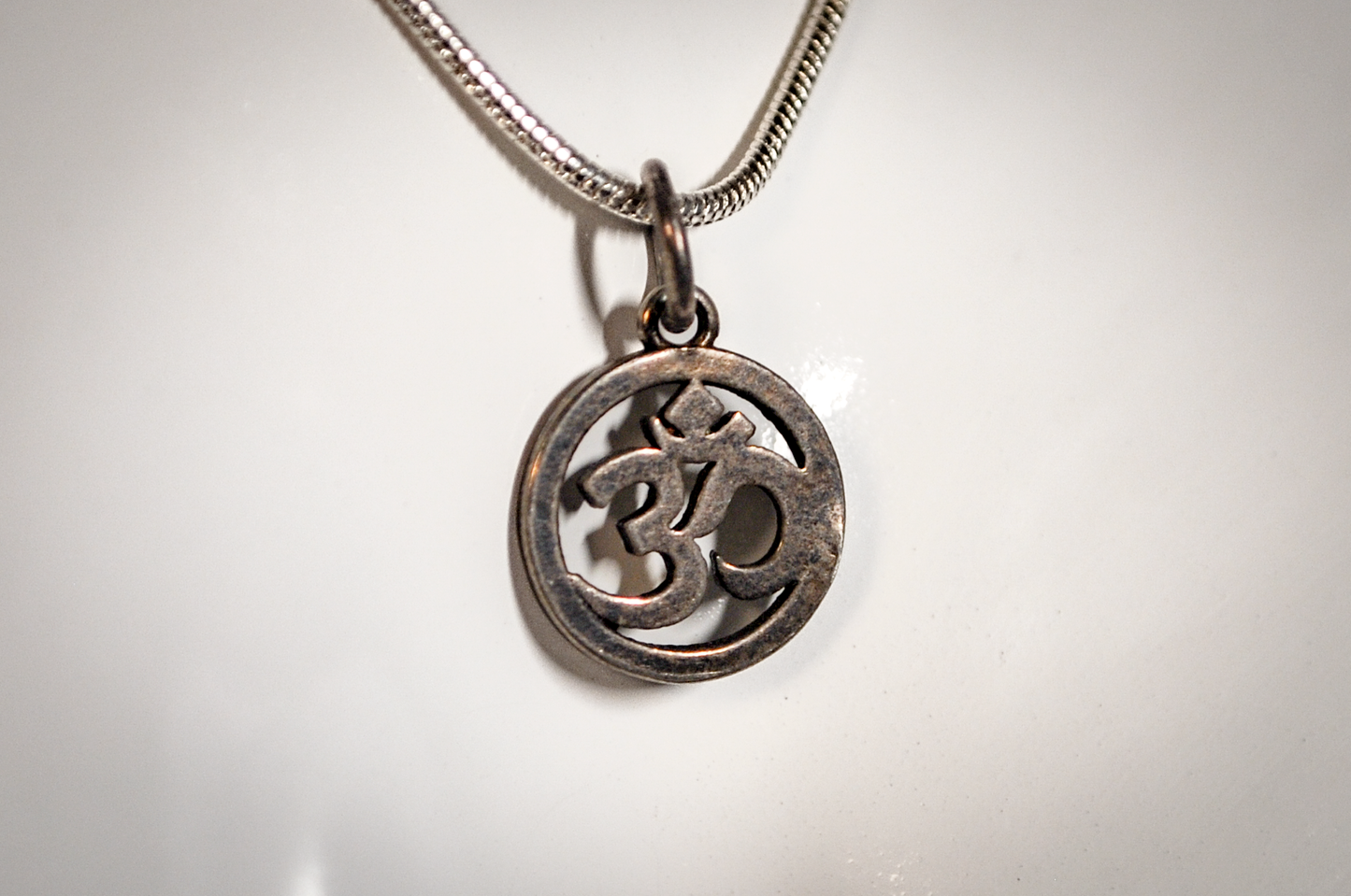 Sterling Silver Hindu OM Symbol Circle Charm - Stamped and Tested Sterling Silver - Religious Charms