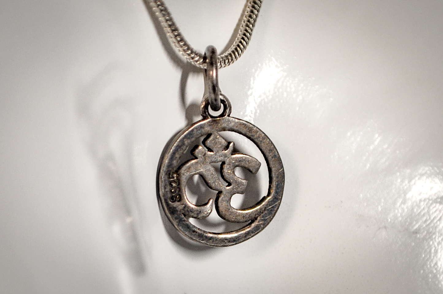 Sterling Silver Hindu OM Symbol Circle Charm - Stamped and Tested Sterling Silver - Religious Charms