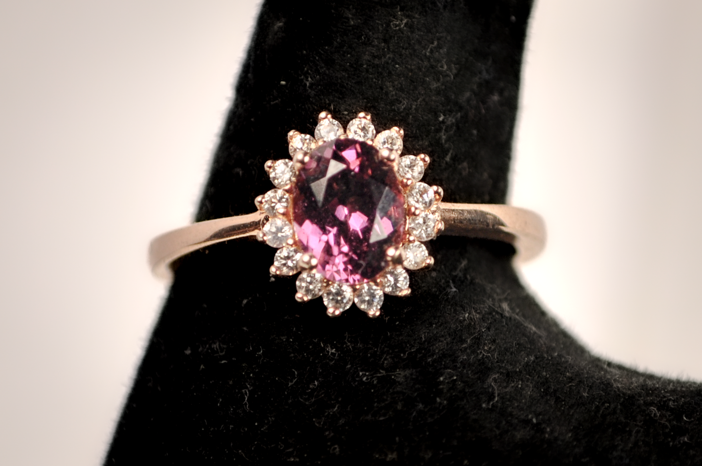 Rose Gold Alexandrite and CZ White Sapphire Solitaire Ring - Size 9.5 - Stamped and Tested Sterling Silver - Rose Gold Silver Jewelry
