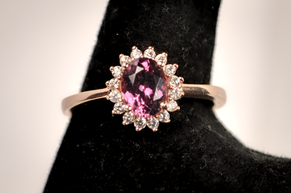 Rose Gold Alexandrite and CZ White Sapphire Solitaire Ring - Size 9.5 - Stamped and Tested Sterling Silver - Rose Gold Silver Jewelry