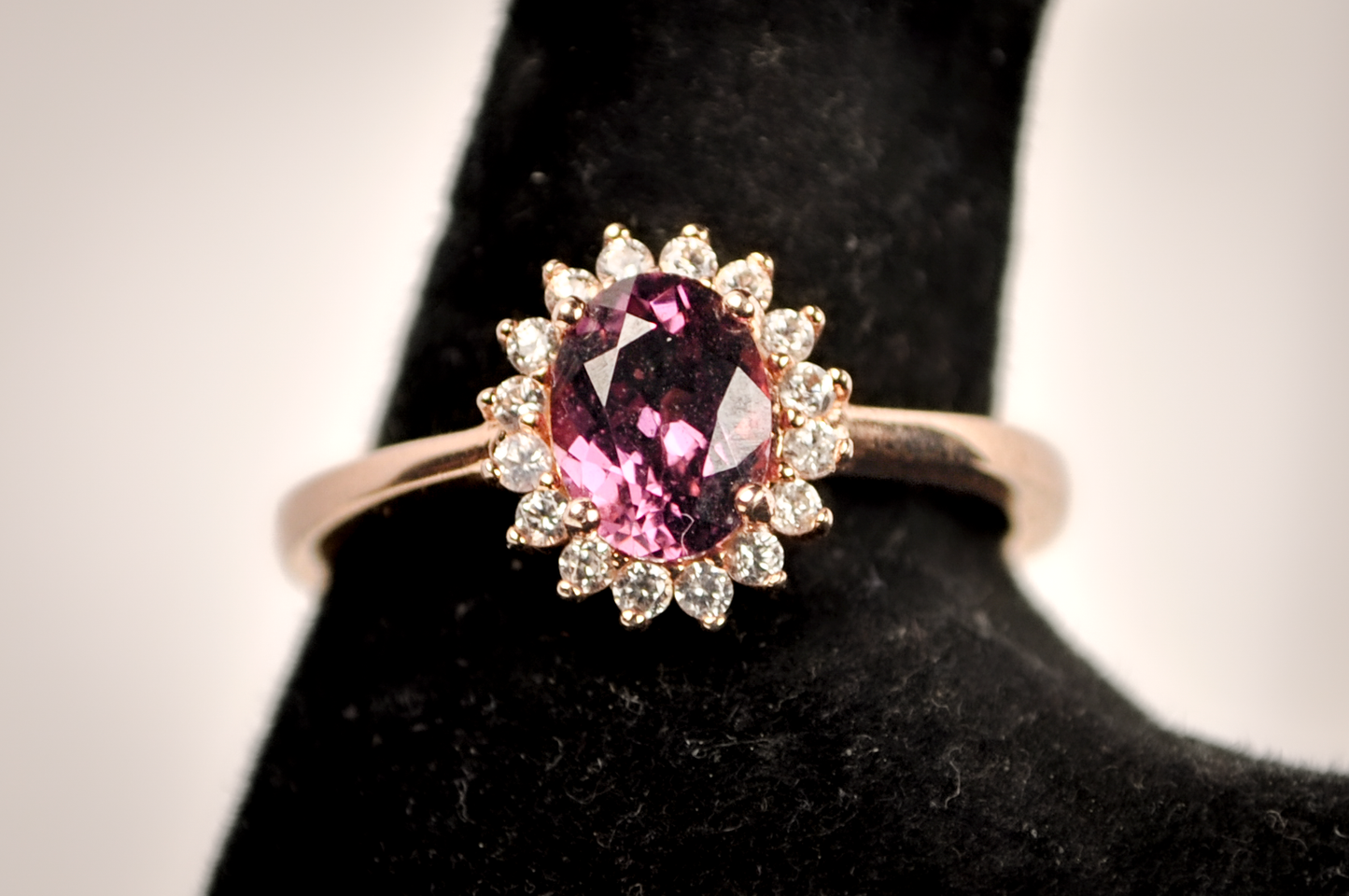 Rose Gold Alexandrite and CZ White Sapphire Solitaire Ring - Size 9.5 - Stamped and Tested Sterling Silver - Rose Gold Silver Jewelry