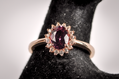 Rose Gold Alexandrite and CZ White Sapphire Solitaire Ring - Size 9.5 - Stamped and Tested Sterling Silver - Rose Gold Silver Jewelry
