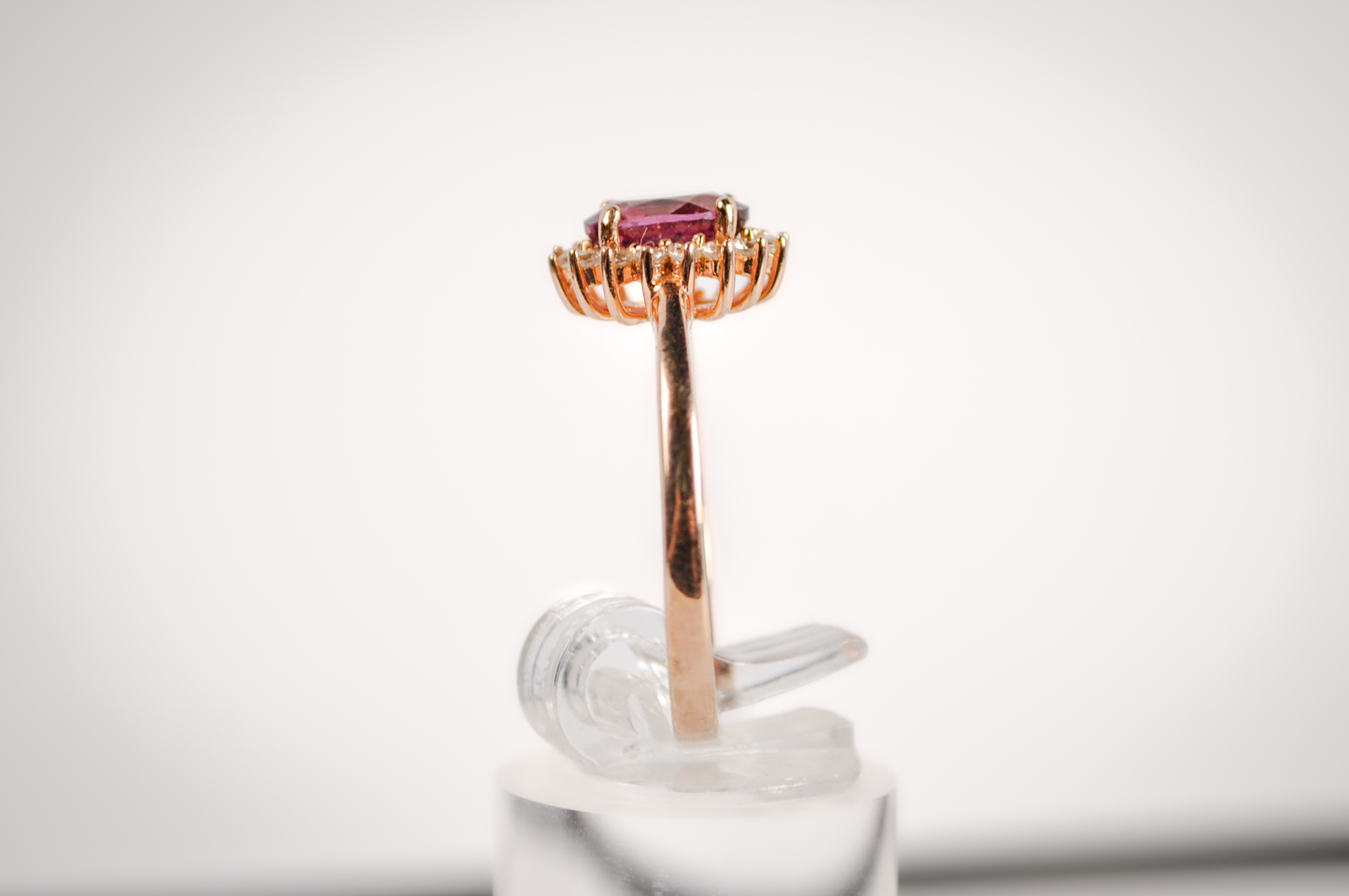 Rose Gold Alexandrite and CZ White Sapphire Solitaire Ring - Size 9.5 - Stamped and Tested Sterling Silver - Rose Gold Silver Jewelry