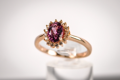 Rose Gold Alexandrite and CZ White Sapphire Solitaire Ring - Size 9.5 - Stamped and Tested Sterling Silver - Rose Gold Silver Jewelry