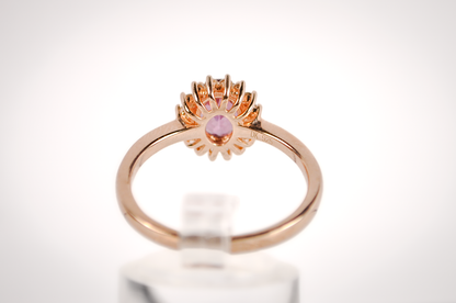 Rose Gold Alexandrite and CZ White Sapphire Solitaire Ring - Size 9.5 - Stamped and Tested Sterling Silver - Rose Gold Silver Jewelry
