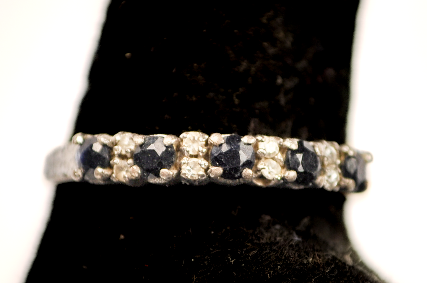Sterling Silver Blue and White Sapphire Eternity Ring - Size 8 - Stamped and Tested Sterling Silver - Sapphire Eternity Ring