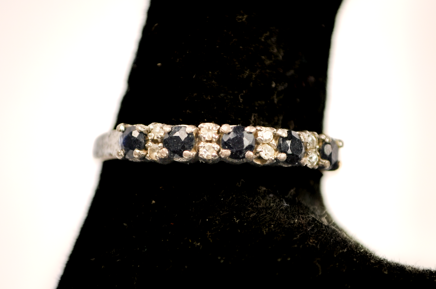 Sterling Silver Blue and White Sapphire Eternity Ring - Size 8 - Stamped and Tested Sterling Silver - Sapphire Eternity Ring