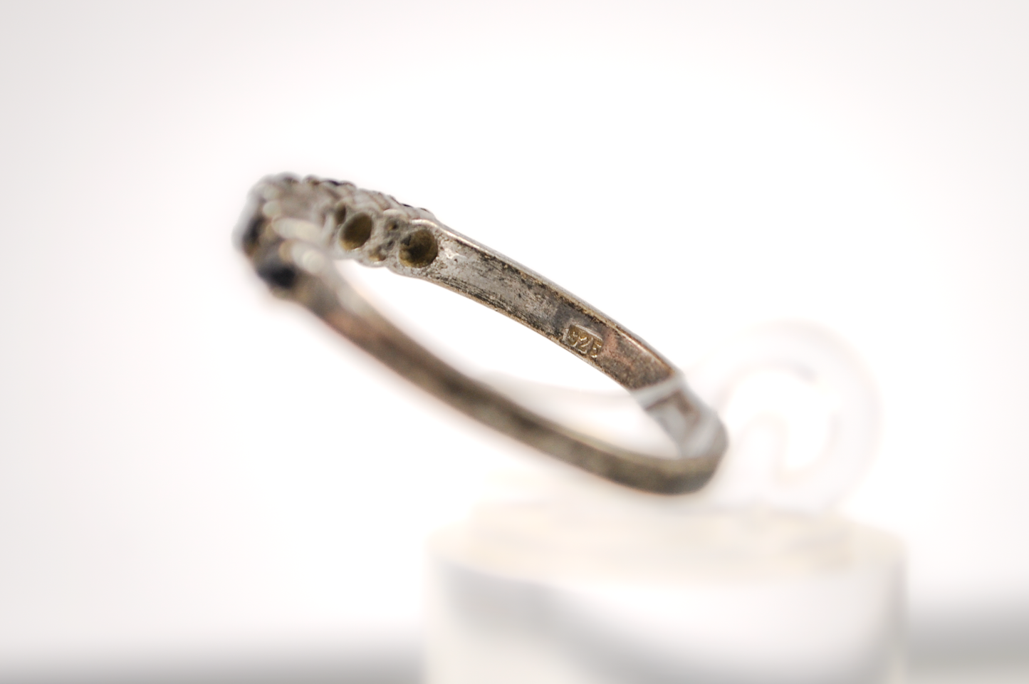 Sterling Silver Blue and White Sapphire Eternity Ring - Size 8 - Stamped and Tested Sterling Silver - Sapphire Eternity Ring