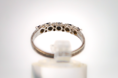 Sterling Silver Blue and White Sapphire Eternity Ring - Size 8 - Stamped and Tested Sterling Silver - Sapphire Eternity Ring