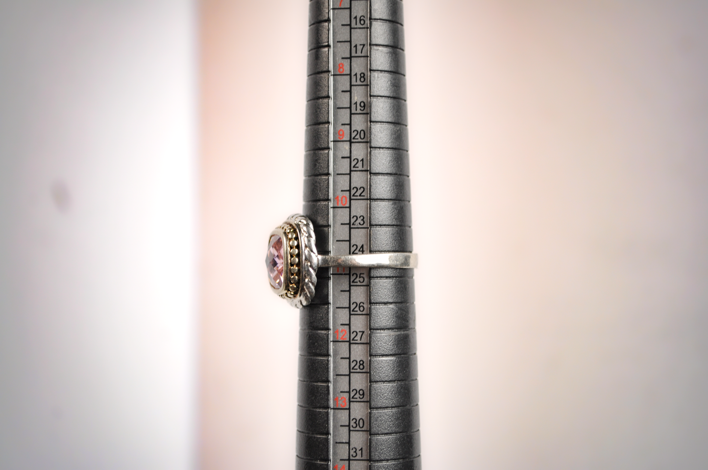 Stunning Large Checkboard Cut Amethyst Twisted Rope Bezel Ring - Size 11 - Stamped and Tested Sterling Silver - Checkerboard Amethyst Ring